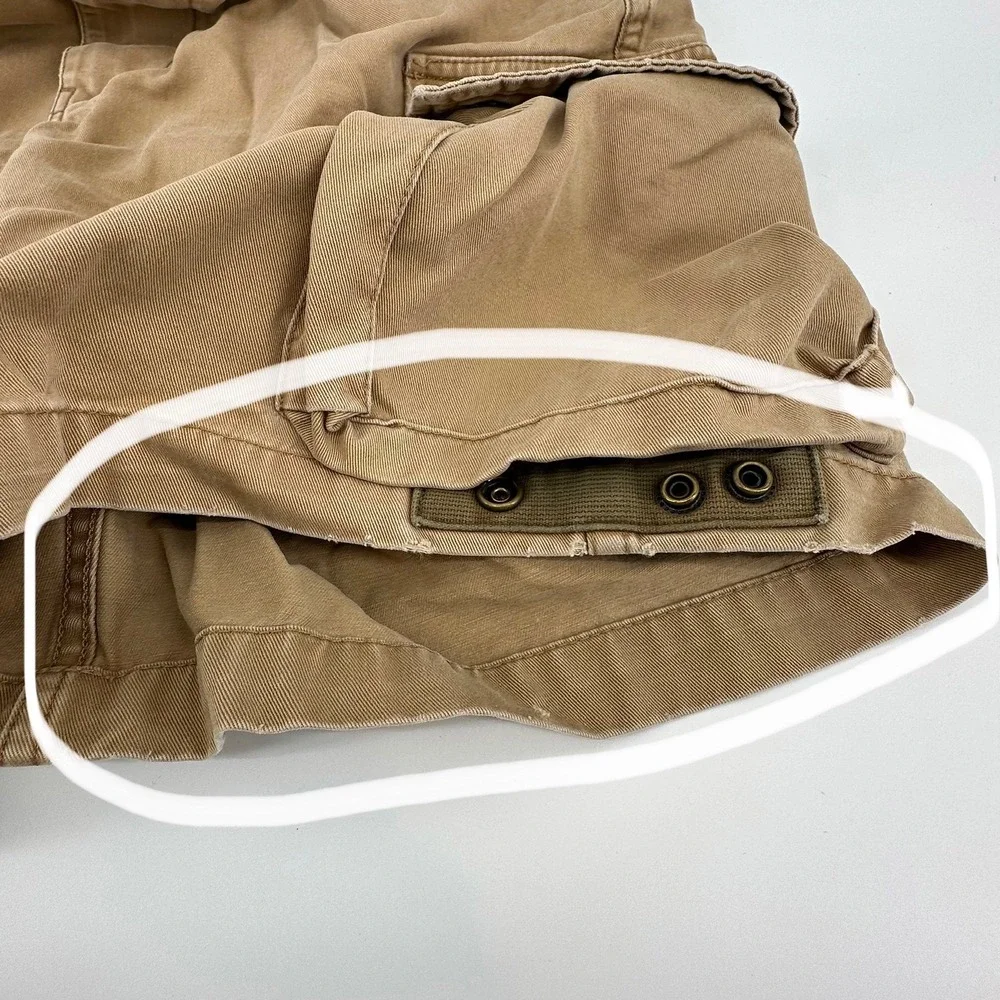 VTG Polo Jeans Co Ralph Lauren Mens 33‎ Tan Military Cargo Shorts 67th Reg RL Co